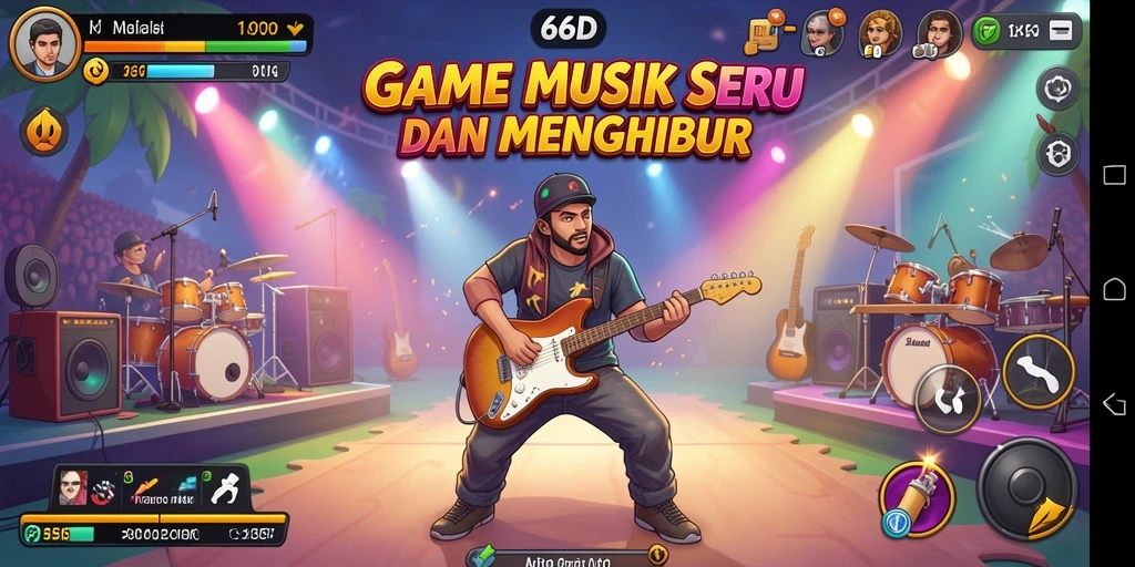 Screenshot gameplay 66D yang menunjukkan keseruan bermain musik.