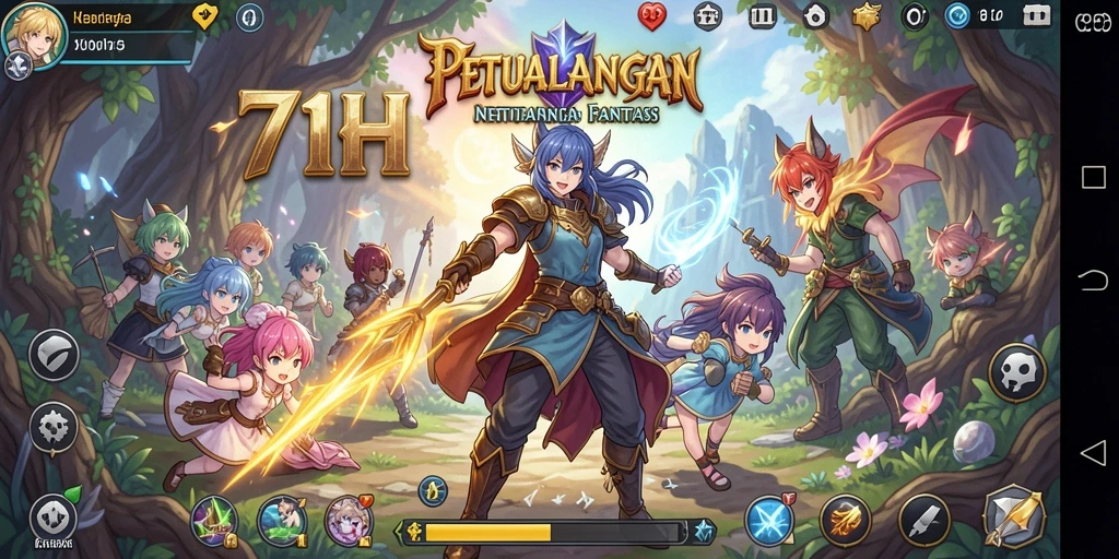 Tangkapan layar dari gameplay 71H yang menampilkan karakter anime dalam aksi.