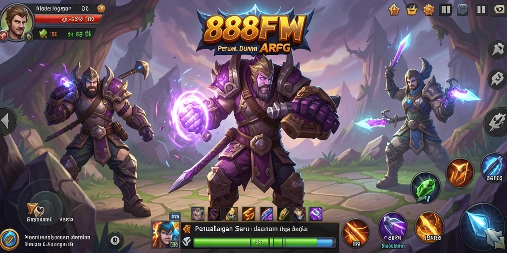 Screenshot menampilkan aksi pertempuran mendebarkan dalam 888FW.