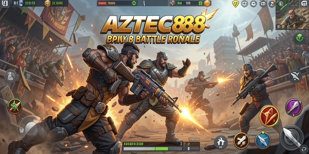 Gameplay seru AZTEC88 dalam pertarungan Battle Royale yang menegangkan.