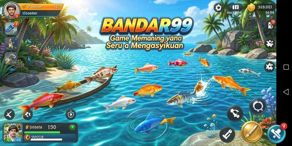 Screenshot utama BANDAR99 menampilkan gameplay memancing yang menarik dan mendebarkan.