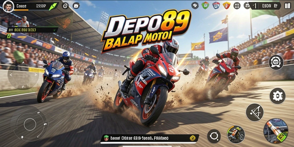 Screenshot DEPO89 menampilkan aksi balapan motor yang seru dan mendebarkan.
