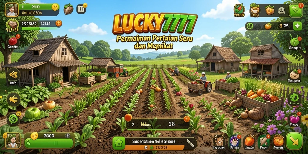 Screenshot gameplay LUCKY777 menampilkan suasana ladang yang hijau dan segar.