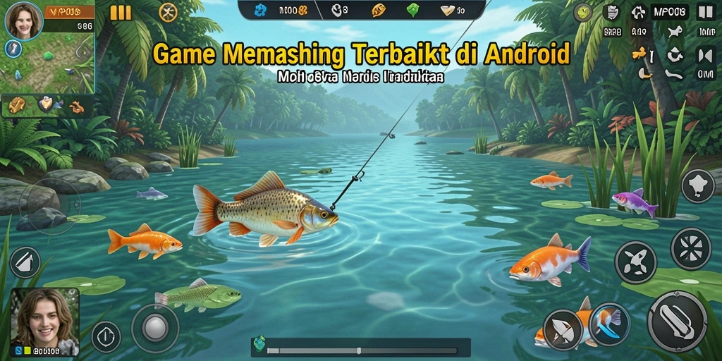 Screenshot MPO08 menampilkan momen seru saat menangkap ikan.