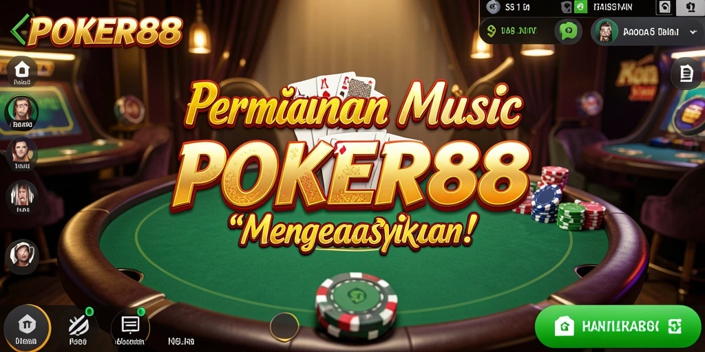 Screenshot gameplay POKER88 dengan alunan musik yang mengasyikkan.