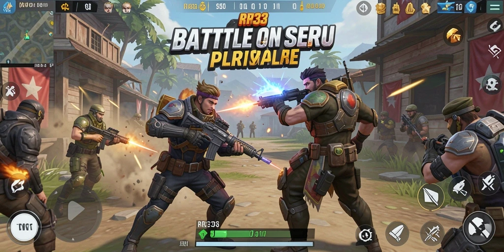 Screenshot gameplay seru dalam pertarungan Battle Royale RR33.
