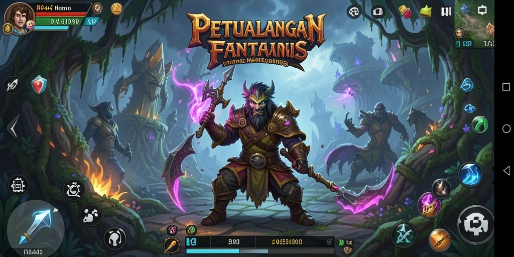 Screenshot utama menampilkan aksi seru dalam gameplay RPG RR44.