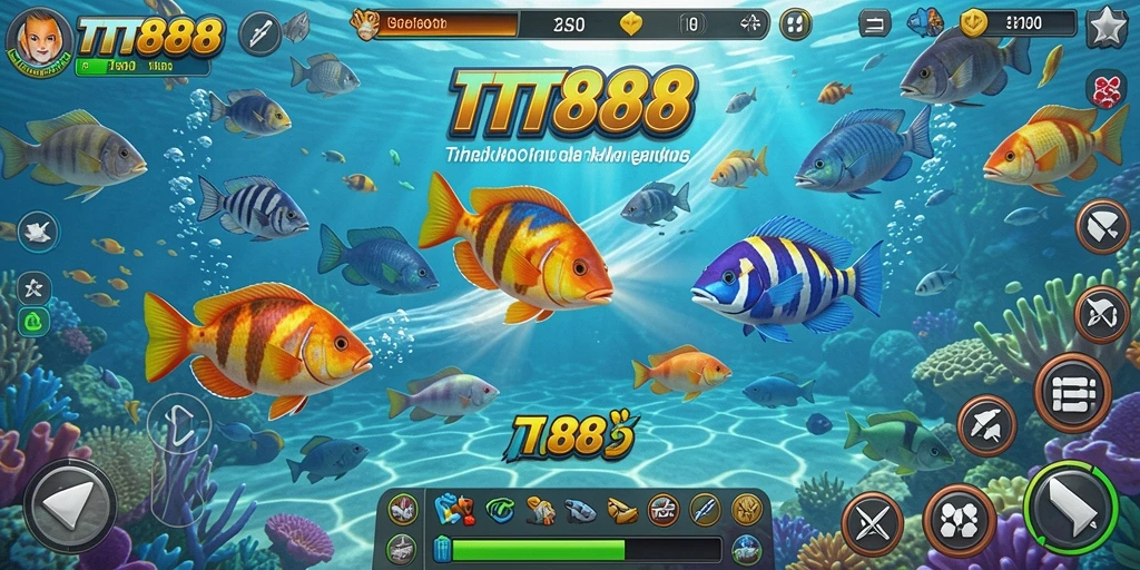 Screenshot menunjukkan aksi menembak ikan yang mengasyikkan di TTT888.